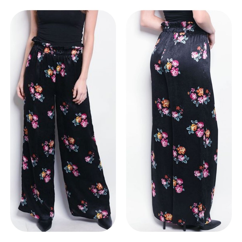 BLACK FLORAL PANT